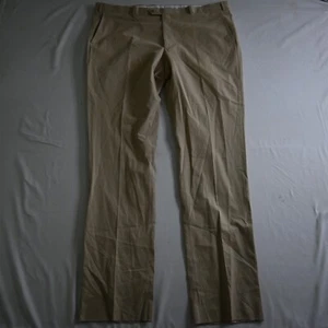 NEW Santorelli 46 Tan Brown Birdseye Roma Italy Made Cotton Linen Dress Pants - Picture 1 of 9
