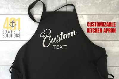 Delantal bordado personalizado, delantal bordado de cocina, delantal para hombre y mujer Foto 1 de 4