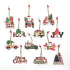 12 Pieces Christmas Wooden Hanging Ornaments Red Car Truck  Tree8365