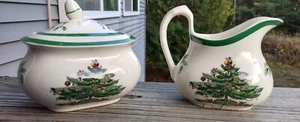 Crema SPODE y azucarero con tapa ÁRBOL DE NAVIDAD - Imagen 1 de 7