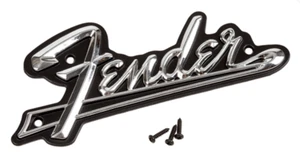 Logo amplificador panel negro Fender®, plateado/negro, mediados de los 60, 0994093000 - Imagen 1 de 3