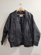 Vintage Black Leather Jacket Size M - 12-16