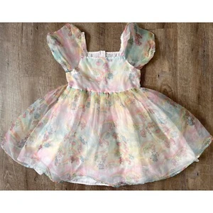 Care Bear puff sleeve chiffon dress for girls, size L- 10/12 - Picture 1 of 6