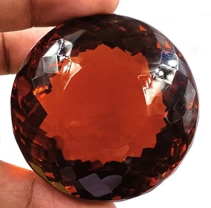 UNIQUE 720.40 CT UNTREATED ORANGE CITRINE CERTIFIED ROUND CUT LOOSE GEMSTONE MKP - Picture 1 of 11