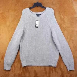 BLOOMINGDALES MENS STORE Sweater Mens Medium Gray Pullover Crew 100% Cotton Knit - Picture 1 of 6