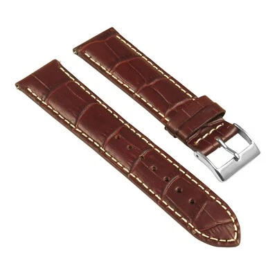 StrapsCo Mens Croc Crocodile Grain Embossed Padded Leather Watch Band Strap - Image 1 of 4