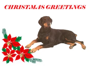DOBERMAN SINGLE DOG PRINT GREETING CHRISTMAS CARD - Foto 1 di 1