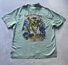 Tommy Bahama Shirt Mens Large Embroidered Big Shot Tee Party Silk Hawaiian