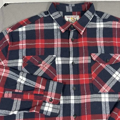 Free Planet Flannel Button Up Shirt Long Sleeve Cotton Red Plaid Men's Size 3XL - Image 1 of 4