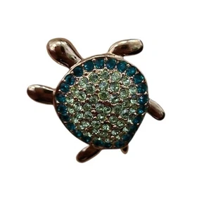 Vintage Monet Lucky Turtle Green Brooch - Picture 1 of 4
