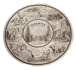 Yosemite Parco Nazionale Enco National Fine Ironstone Marrone Piatto Souvenir 10"VNTG - Foto 1 di 6