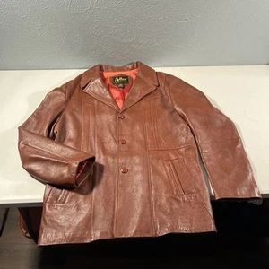 VINTAGE RARE ADLER LEATHER BLAZER JACKET SIZE 48L MADE IN CALIFORNIA - Picture 1 of 7