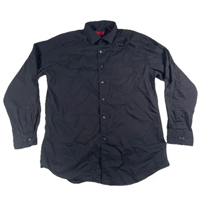 Alfani Men’s Large Black Button Up Dress Shirt Regular Fit Long Sleeve Stretch - Image 1 of 4