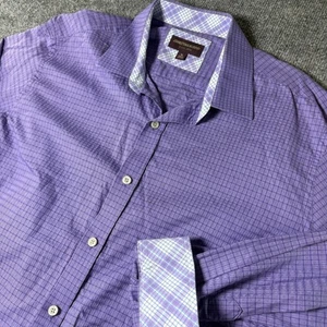 Johnston & Murphy XL lila Hemd Langarm Button Down gemustert - Bild 1 von 8