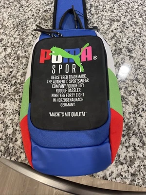 Mochila nova com etiquetas autêntica PUMA Forecast Multitude Sling azul bolsa de ombro múltipla - Imagem 1 de 4