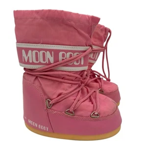 Moon Boot Girls Pink Icon Logo Nylon Snow Boots Size 10 - 12.5 - Picture 1 of 9