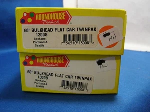 HO Scale Roundhouse 2 60' Bulkhead Flat Car  Kits   S.P.& S. 4 dif rd #'s    hn - Picture 1 of 6