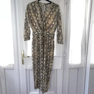 Zara Basic Snakeskin Print Jumpsuit Size L - Picture 1 of 14