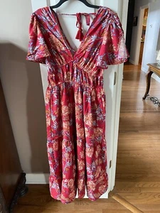 Band of the Free Abilene Garnet Floral Maxi Dress Size Medium NWT - Picture 1 of 5
