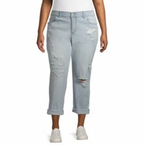 Terra & Sky Women's Plus Size Slim Boyfriend Jeans w Comfort Waist, 26W - Picture 1 of 3