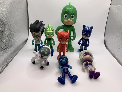 Huge Lot Of 8 PJ Masks Figures Romeo Luna Night Ninja Catboy Gekko Large Gekko Cover