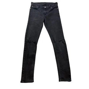 ASOS Mens Skinny Jeans 28R Black Stretch Fit Distressed Waist 28 Leg 30 Inch - Picture 1 of 8