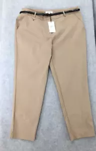 PREVIEW SIZE 18 WOMENS BROWN STRETCH ANKLE SLIM TUFFET PANTS BELT POCKETS NEW - Picture 1 of 8