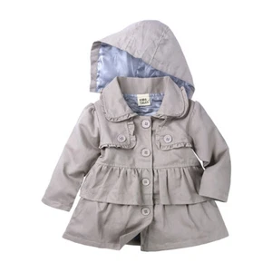 Toddler Kids Baby Girls Autumn Spring Trench Wind Coat Hooded Outerwear Jacket - Picture 1 of 10
