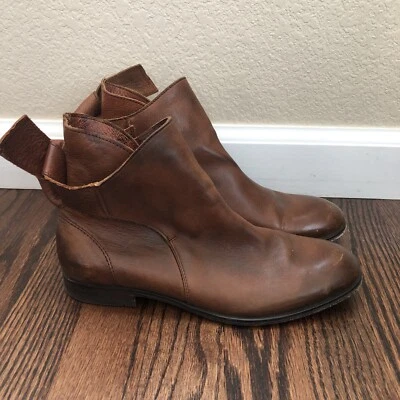 Botín de cuero marrón H By Hudson para mujer talla 37, 6 lazos espalda de cuero $170 Foto 1 de 4