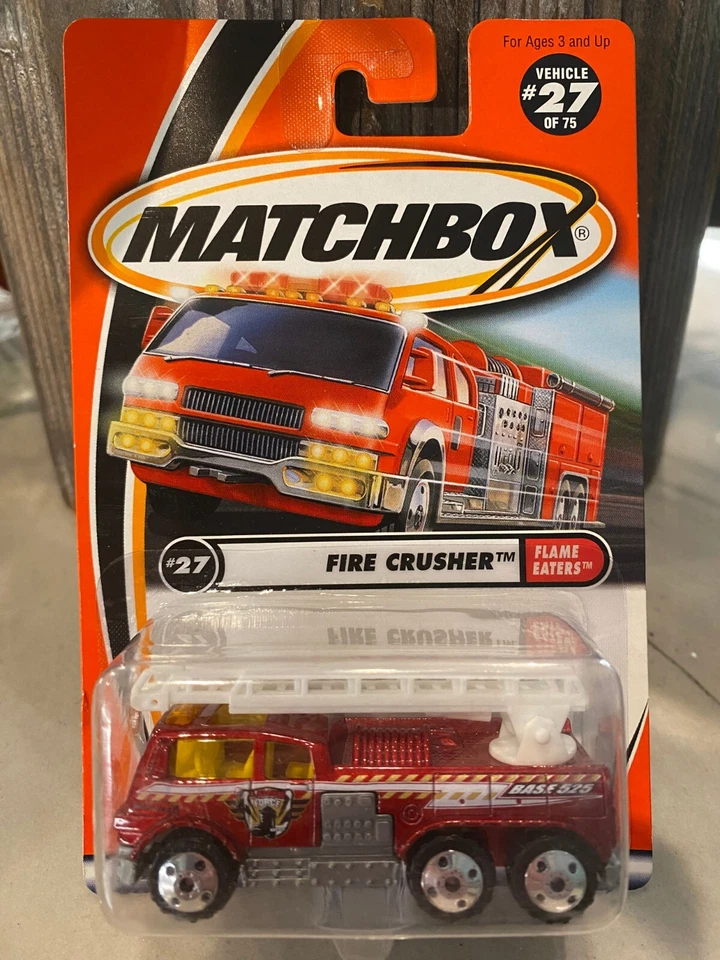 2001 Matchbox #27/75 Flame Eaters FIRE CRUSHERS Red w/Chrome 4Dot Spoke Wheels - Image 1 of 1