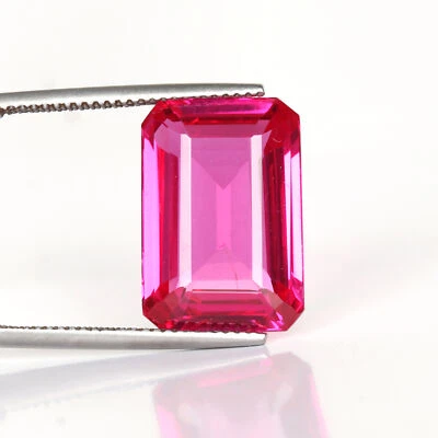 Lab-Created Loose Gemstone 16.Carat Red Ruby Emerald Cut for Jewelry Making - Image 1 of 3