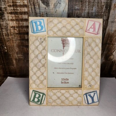 Marco de fotos acolchado 3D vintage para guardería de baby shower con capacidad para fotos de cerámica de 3,5"x5" Foto 1 de 4