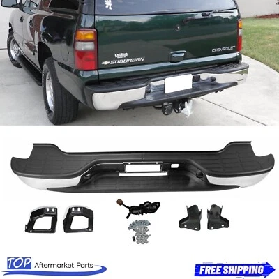 Chrome Complete Rear Step Bumper For 2000-2006 Chevy Tahoe Suburban GMC Yukon XL Foto 1 de 4