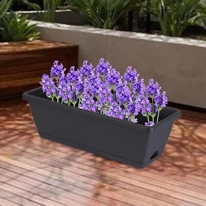 2x Window Box Planter Rectangular Organizer Planter Boxes for Outdoor Garden - Picture 1 of 23