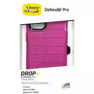 OtterBox Defender Pro Series Case & Holster for iPhone 15 Plus-Morning Sky(Pink) - Picture 1 of 5