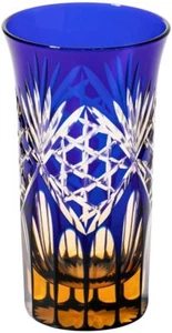 Edo Kiriko Hexagonal basket pattern Bite beer glass in wooden box Taburou Kobo - Picture 1 of 6