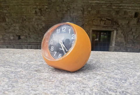 Orange space age clock, vintage 1970's sphere clock, orange retro tabletop clock Cover