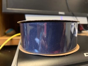 1 and 1/2 (1.5) inch navy blue 100% polyester grosgrain ribbon, by the yard - Picture 1 of 2