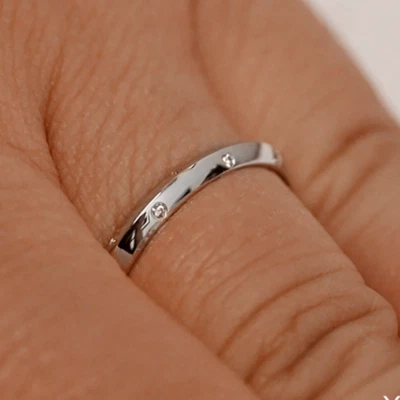 Wedding Diamond Band Lab Grown 0.30 Carat Round Cut 14k White Gold All Size 6 7 - Image 1 of 4