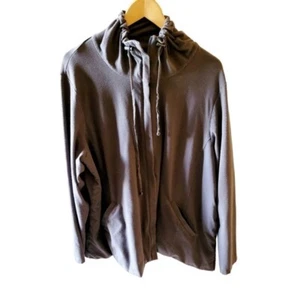 Eileen Fisher Gray Knit Long Zip Front Jacket Plus Size 3X Oraganic Cotton Basic - Picture 1 of 5