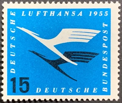 Germany Air Mail, Lufthansa Air Service, Scott C63, Michel 207 Va, 15 pf, MNH - Image 1 of 2