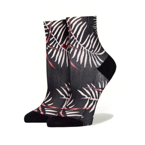 Stance Girls Med Socks Kanza Tropical Leaf Anklet Lightweight Novelty Black - Picture 1 of 8