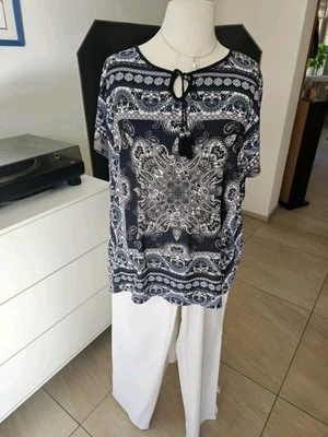 C&A Kurzarmshirt, Größe XXL, Farbe blau-weiß-khaki, sehr gut erhalten - Bild 1 von 4