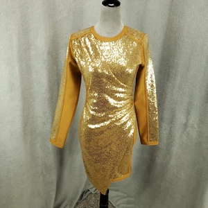 Nuevo Vestido de Lentejuelas Para Mujer Grande Dorado Ropa de Club Noche Ropa de Noche Acanalada Nuevo con Etiquetas - Imagen 1 de 11