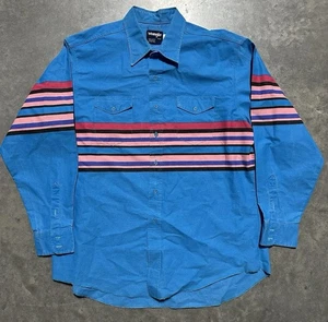 Vintage Wrangler Brushpopper Hemd XL/ 2XL 18,5-35 türkis pink blau Rodeo Cowboy - Bild 1 von 7