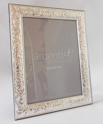 CORNICE PORTAFOTO PORTAFOTOGRAFIE ARGENTO cm22x18x2  FOTO cm18x13 ROCOCò - Immagine 1 di 4