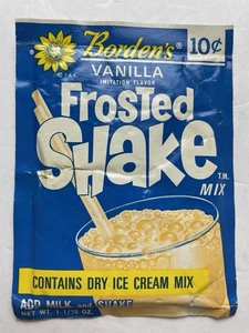 Vintage 1966 Borden’s Vanilla Frosted Shake Drink Mix Package Still Full - Picture 1 of 2