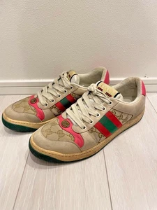Zapatillas Gucci Screener GG Lona Corte Bajo Talla EU 38 US 8 Beige Mujer - Imagen 1 de 6