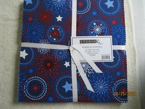 StudioE  Stars & Stripes - layer cake 10" square, 42 pcs. - Picture 1 of 6