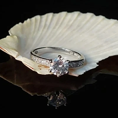 925 Sterling Silver Enhanced Solitaire Ladies Ring UK - Image 1 of 4